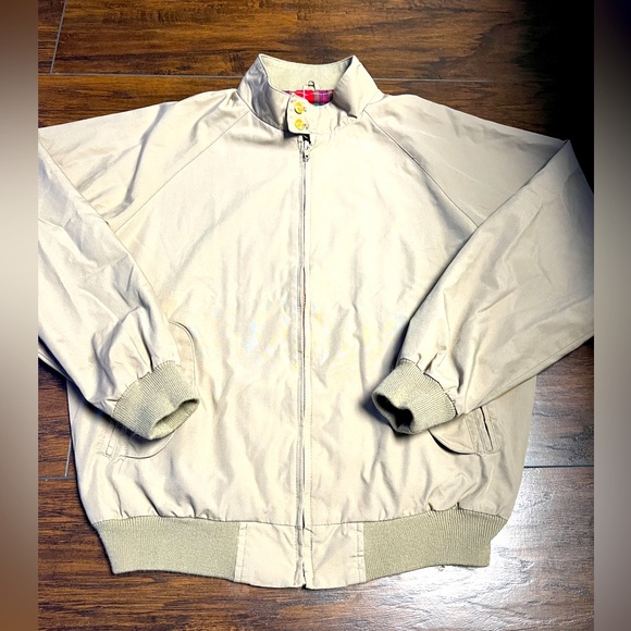 Vintage The Fox Collection Beige Bomber Jacket Mens Size Medium - Picture 1 of 4